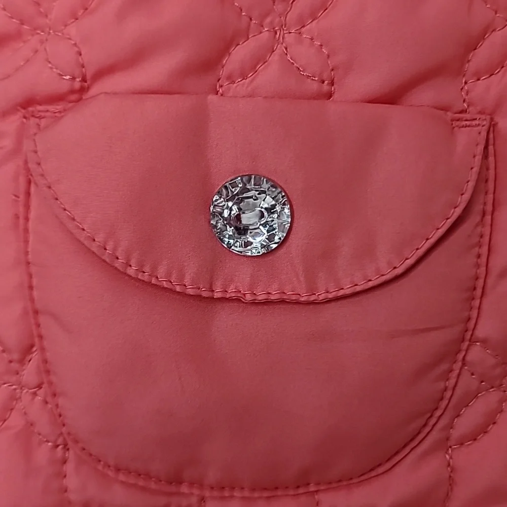 Gymboree Girl's Zip Up Hooded Fleece Lined Quilted Puffer Vest Jacket Pink/Cream